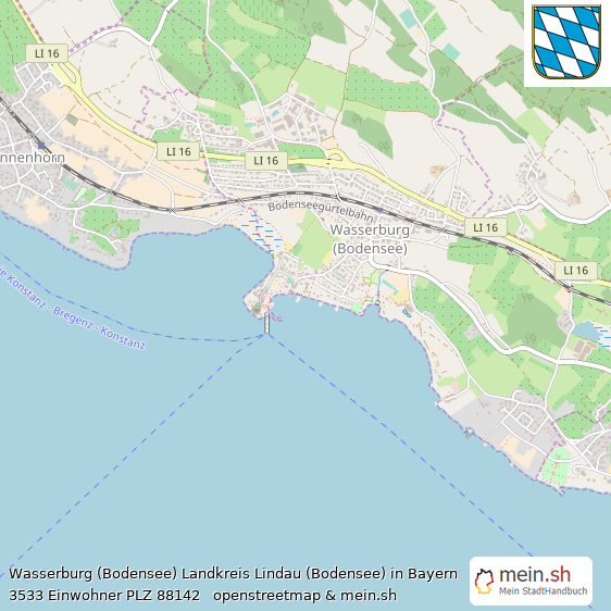 Wasserburg (Bodensee) Landkreis Lindau (Bodensee) Lageplan © Openstreetmap Contributors Wasserburg (Bodensee) Landstadt Lageplan